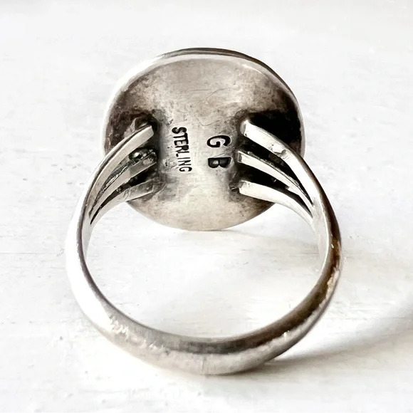 Vintage NATIVE Navajo Spiny Oyster Shell & Sterling Silver Southwestern Ring - Picture 6 of 11